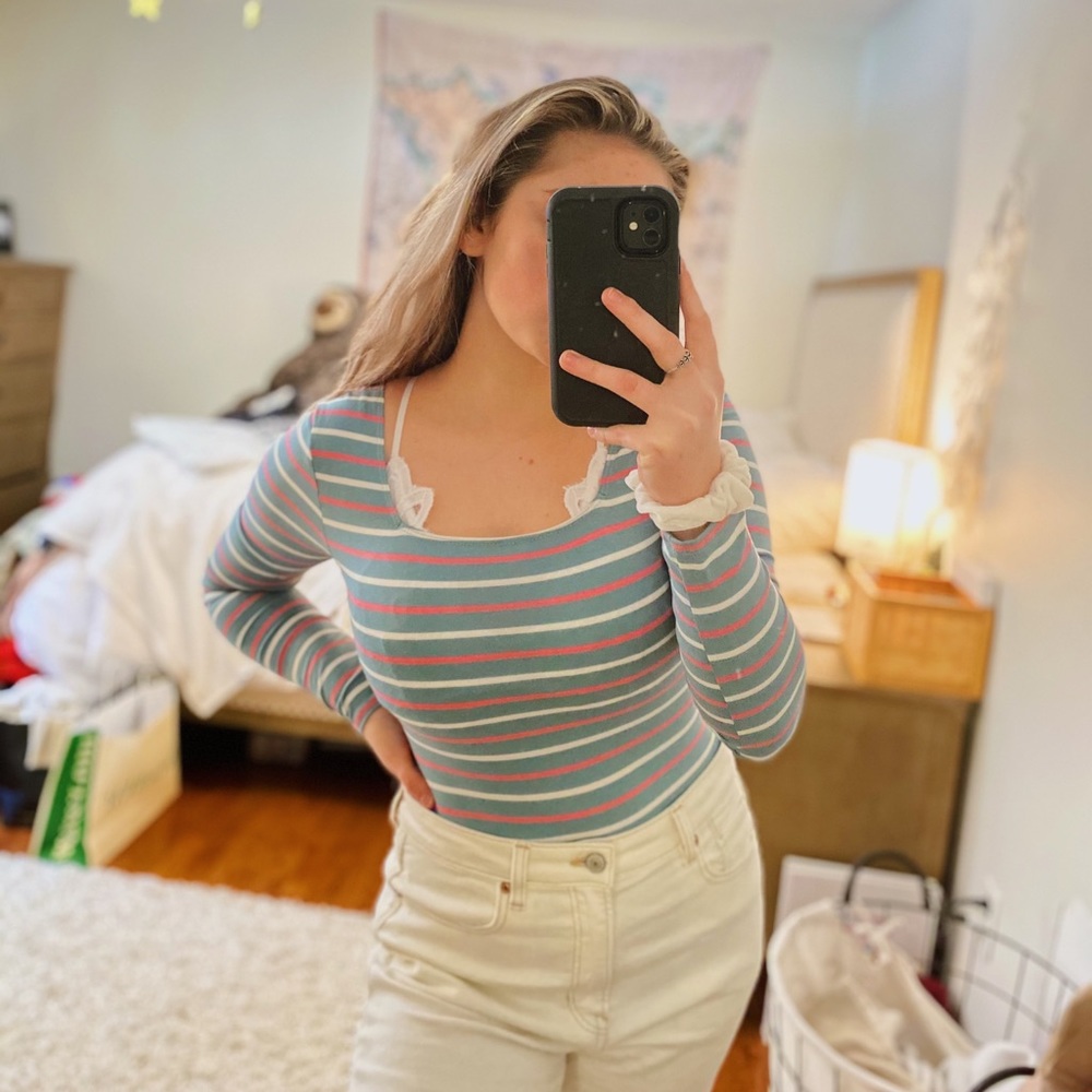 ☼ Boutique Bodysuit Striped Long Sleeve - Picture 1 of 6